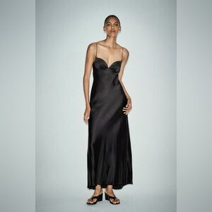 Elegant Black Satin Dress New with tags